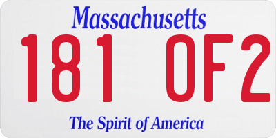MA license plate 181OF2