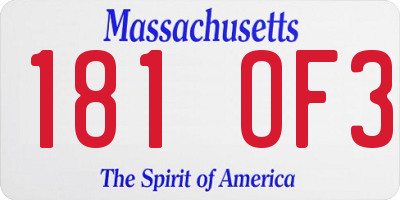 MA license plate 181OF3