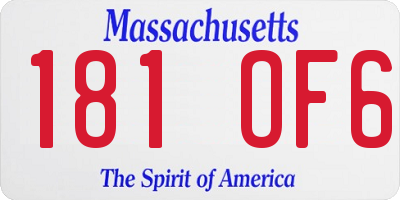 MA license plate 181OF6