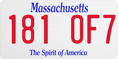 MA license plate 181OF7