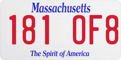 MA license plate 181OF8