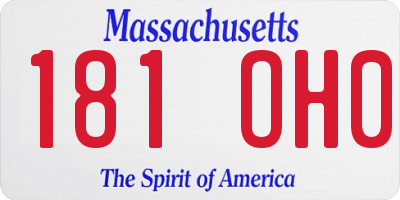 MA license plate 181OH0