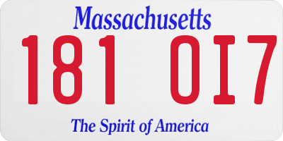 MA license plate 181OI7