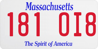 MA license plate 181OI8
