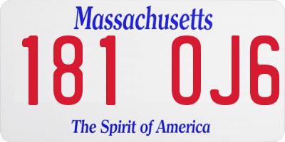 MA license plate 181OJ6