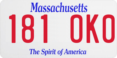 MA license plate 181OK0