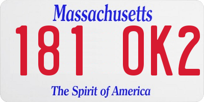 MA license plate 181OK2