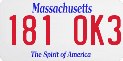 MA license plate 181OK3