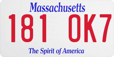 MA license plate 181OK7