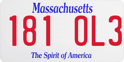 MA license plate 181OL3