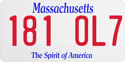 MA license plate 181OL7