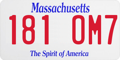 MA license plate 181OM7