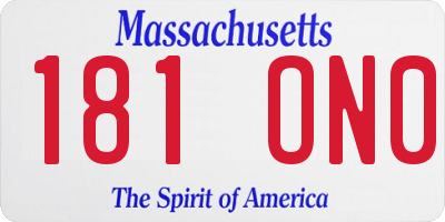 MA license plate 181ON0