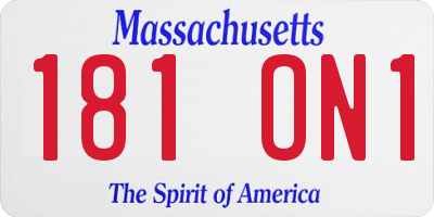 MA license plate 181ON1