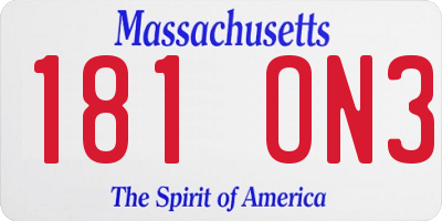 MA license plate 181ON3