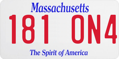 MA license plate 181ON4