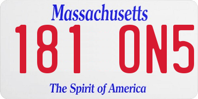 MA license plate 181ON5