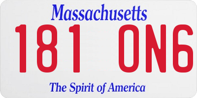 MA license plate 181ON6