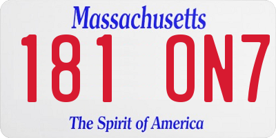 MA license plate 181ON7