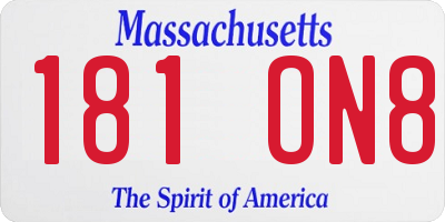 MA license plate 181ON8