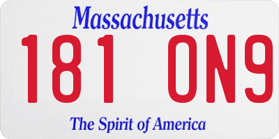 MA license plate 181ON9