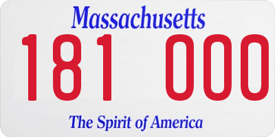 MA license plate 181OO0