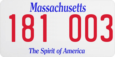 MA license plate 181OO3