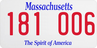 MA license plate 181OO6