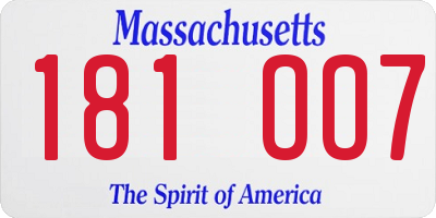 MA license plate 181OO7