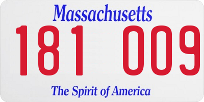MA license plate 181OO9