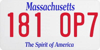 MA license plate 181OP7