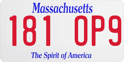 MA license plate 181OP9