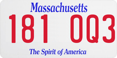 MA license plate 181OQ3