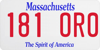 MA license plate 181OR0