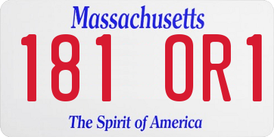 MA license plate 181OR1