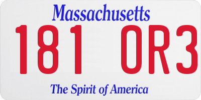MA license plate 181OR3