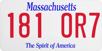 MA license plate 181OR7