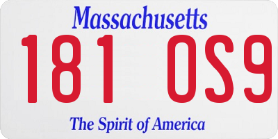 MA license plate 181OS9
