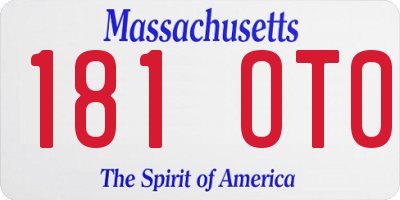MA license plate 181OT0