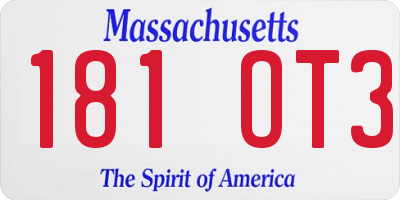 MA license plate 181OT3