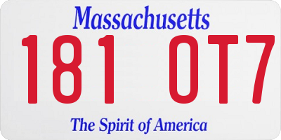 MA license plate 181OT7