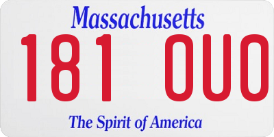 MA license plate 181OU0