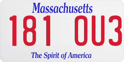 MA license plate 181OU3