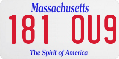 MA license plate 181OU9