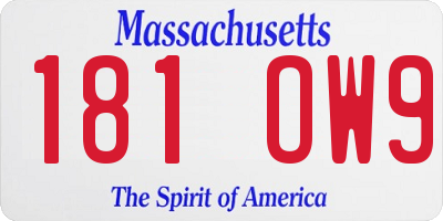 MA license plate 181OW9