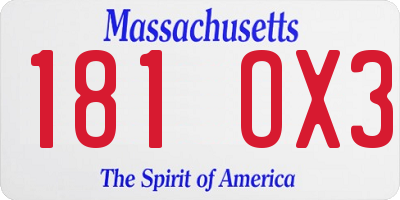 MA license plate 181OX3
