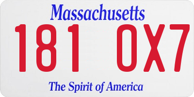 MA license plate 181OX7