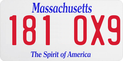 MA license plate 181OX9