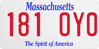 MA license plate 181OY0