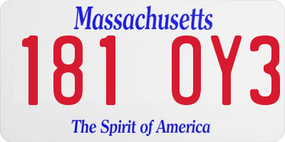 MA license plate 181OY3